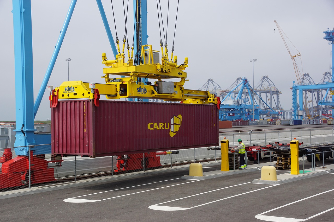 Global logistics - container ship at port